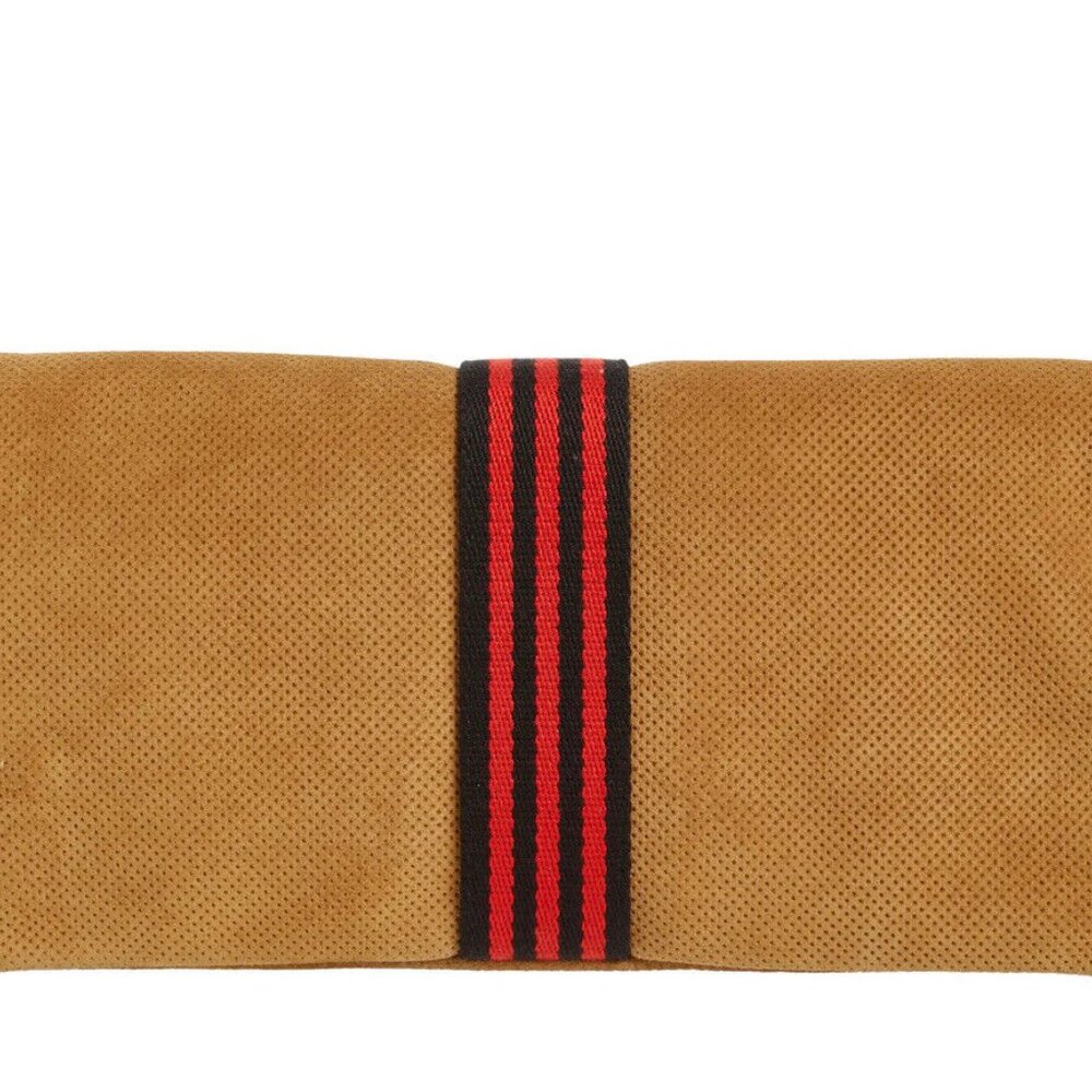 CLARE V. Perforated Suede Foldover Clutch Bag Camel Tan W/ Stripe NEW. - Picture 5 of 7